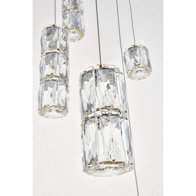 Silver Orchid Dove Clear Crystal Chrome Pendant - 24"W X 9.2"H