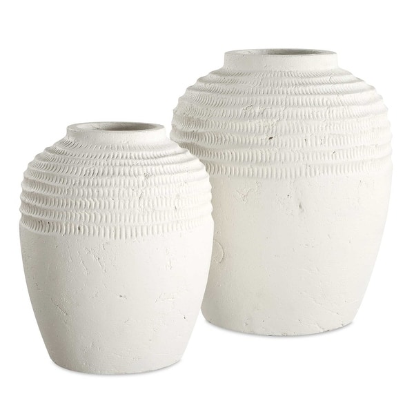 slide 2 of 7, Uttermost Luna Ridge White Ceramic Vases Set/2
