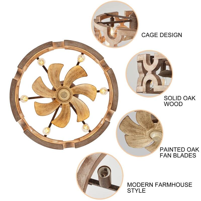 19 in. Oak Wood Bronze Downrod Ceiling Fan with Light and Remote