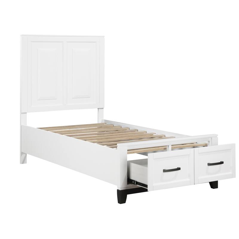 Twin Size Wood Platform Bed with Storage Drawers, and No Box Spring Required