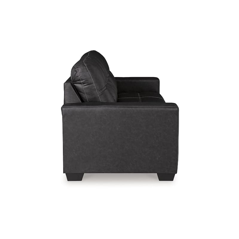 Barl Sofa, Modern Style 85 Inch Soft Tufted Rich Black Faux Leather