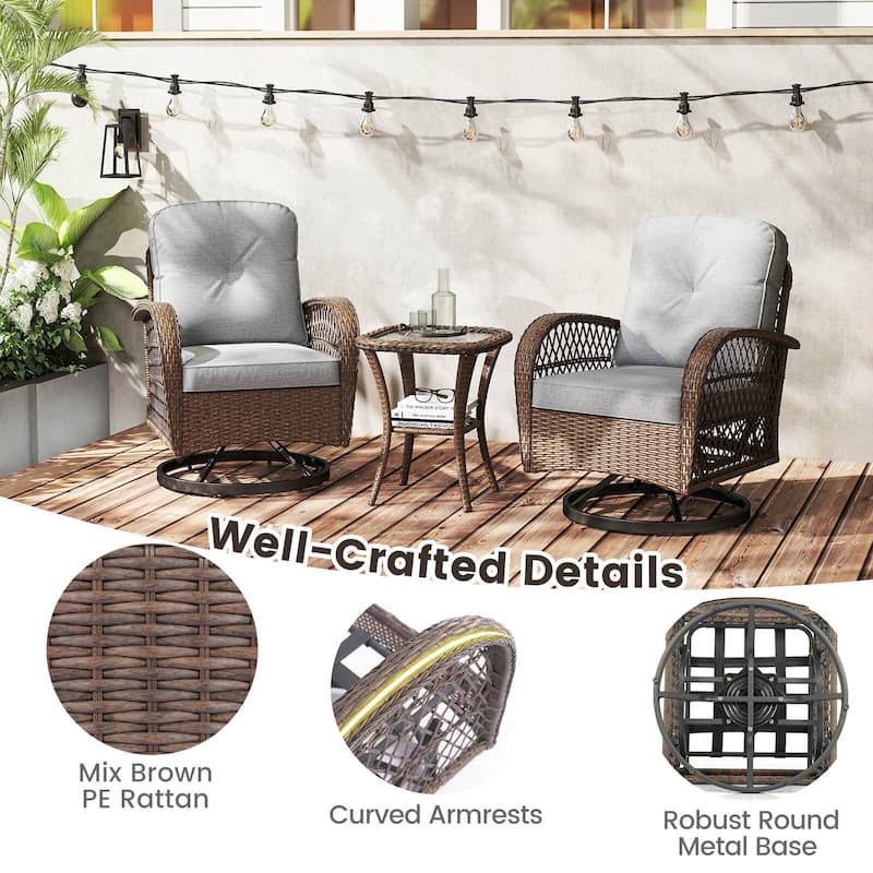 Costway 3 PCS Patio Swivel Rocker Set Gliding Bistro Furniture Set - See Details