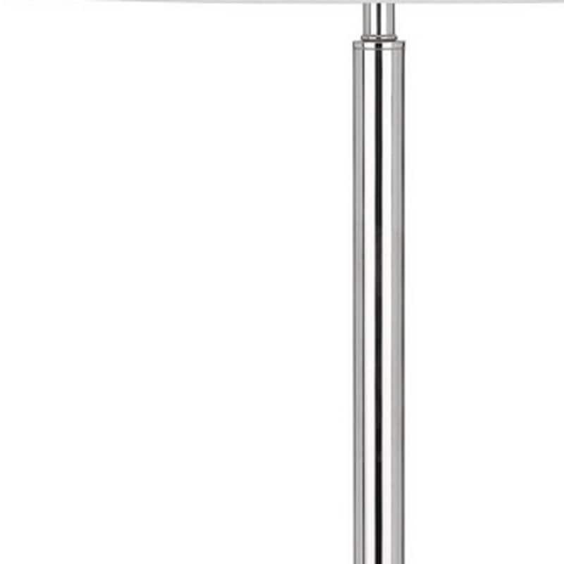 61" Chrome Tray Table Floor Lamp with USB Port and White Square Shade for Living Room or Office - 61"H x 17"W x 17"D
