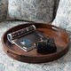 preview thumbnail 50 of 68, KINWELL Round Black Walnut Wood Serving Tray Ottoman Tray with Handles