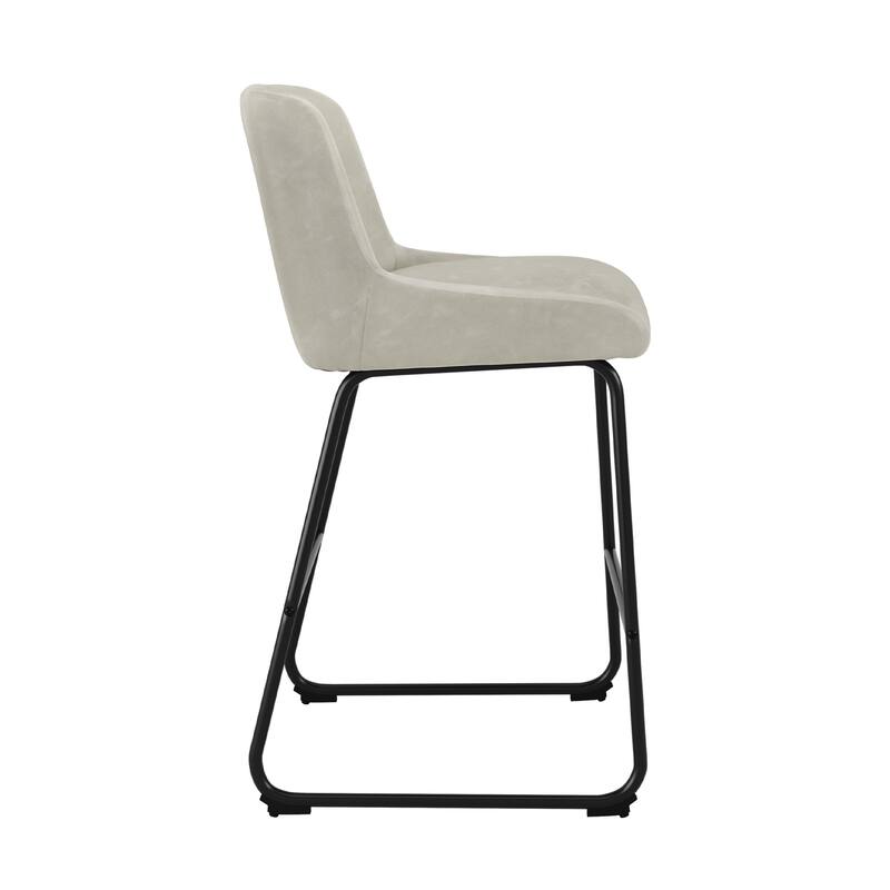 Counter Height Bar Stools with Metal Frame Upholstered Kitchen Island Stool in Faux Leather or Fabric