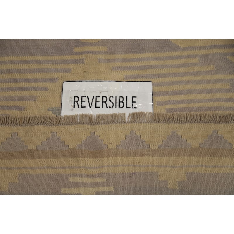 Hand Woven Oriental 100% Wool Carpet Southwestern Tribal Purples Kilim Area Rug - 6' 9'' X 4' 10''