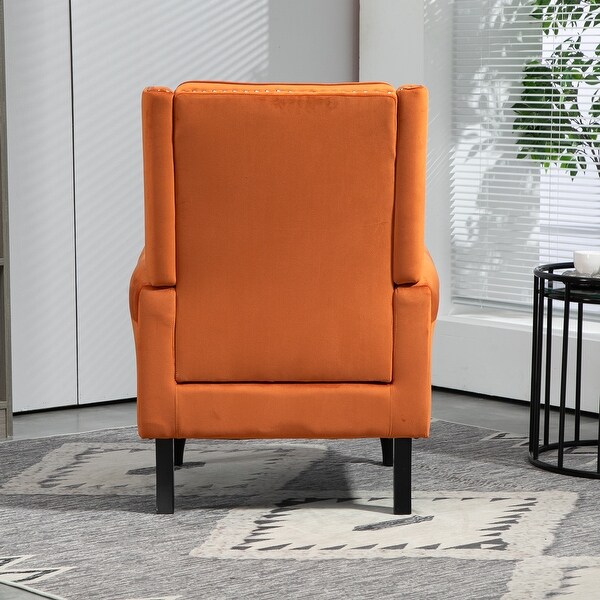 Modern Wood Frame Upholstered Armchair, Nailhead Trim Retro Accent