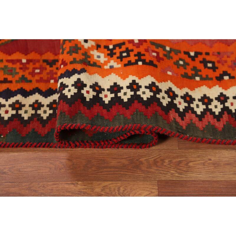 Kilim Qashqai Persian Vintage Area Rug Hand-Woven Bedroom Wool Carpet - 4'10"x 8'1"