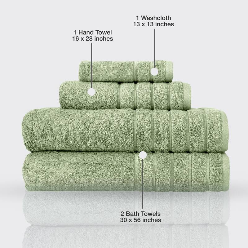 Classic Turkish Towels 4 Piece Cotton Towel Set, Absorbent Hotel & Spa