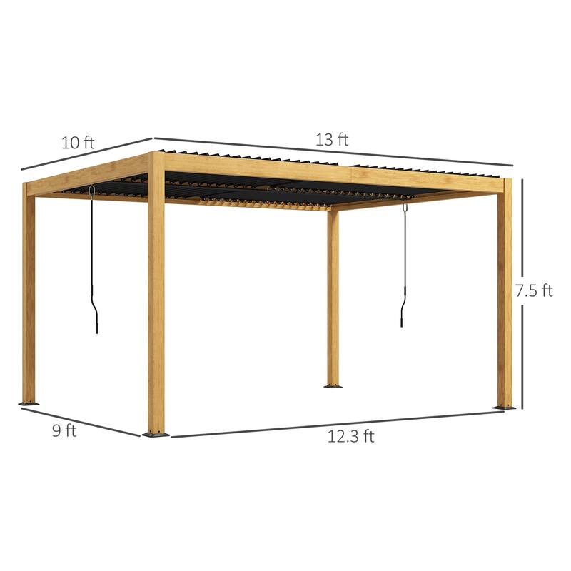 Outsunny 10' x 13' Louvered Pergola, Aluminum Outdoor Pergola with Adjustable Roof, Hardtop Gazebo