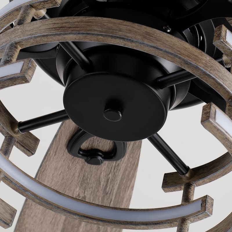 52" Farmhouse Matte Black Reversible Integrated LED Dimmable Reversible Ceiling Fan with Light and Remote