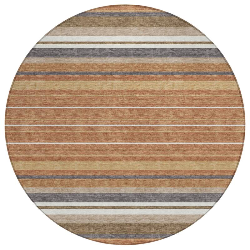 Machine Washable Indoor/ Outdoor Modern Stripes Chantille Rug