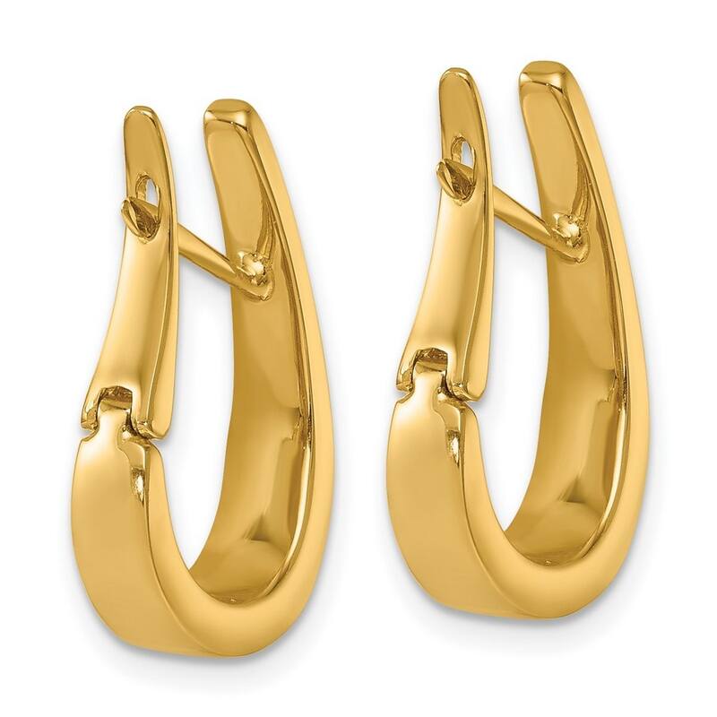 Curata 14k Yellow Gold U Shape Hinged Post Earrings - 22.4x13.6mm