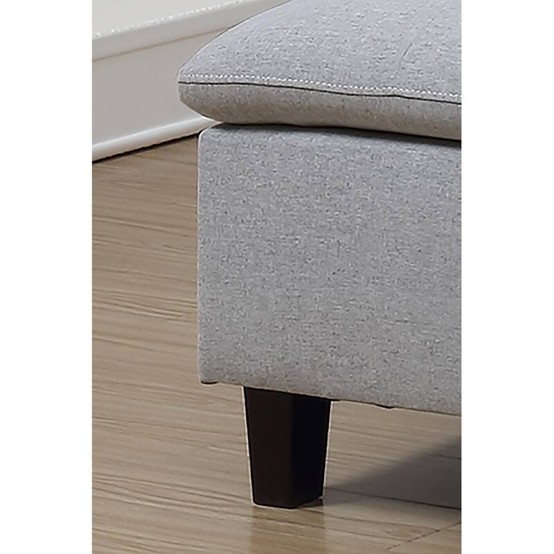Bobkona Zane Linen 3-piece Sectional Set with Cocktail Ottoman