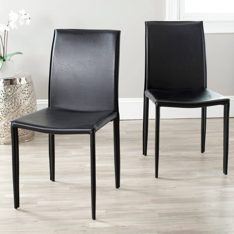SAFAVIEH Oneida Faux Leather Dining Room Chair (Set of 2) - 18.9" W x 22.8" L x 35.8" H - 19"Wx23"Dx36"H