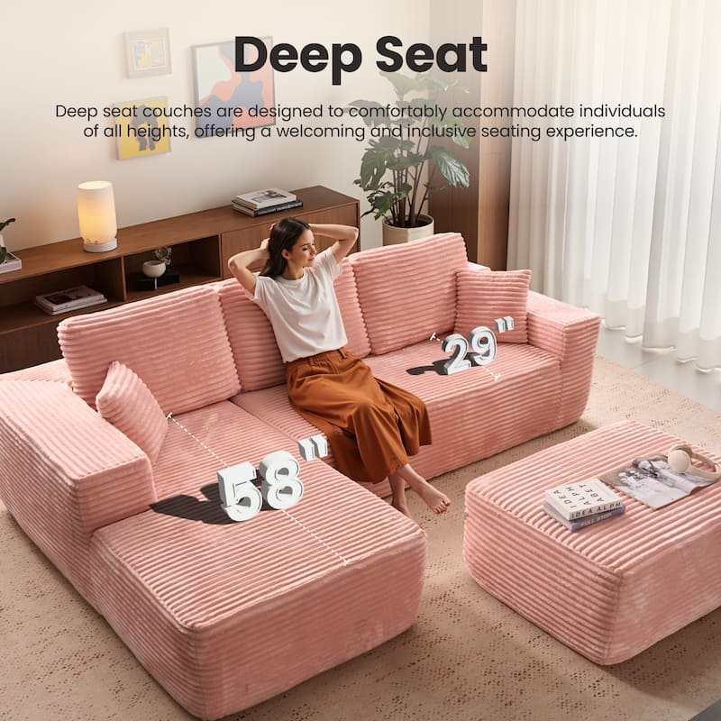 ​​OVIOS Lazy Chaise Lounge Sofa with Ottoman​