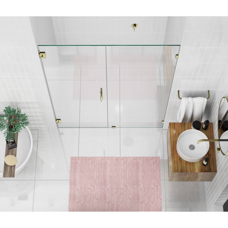 Glass Warehouse 78" x 59.5" Frameless Shower Door - Wall Hinge