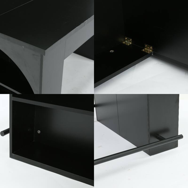 63" Long Bar Table, Counter Height Pub Table with Footrest and Storage - 30.71"D x 62.99"W x 35.43"H