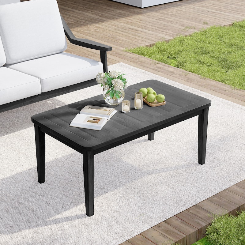 Outdoor Patio Wood Teak Rectangular Coffee Table - Dark Wood