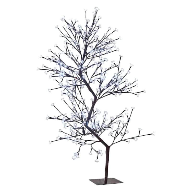 63" White Red Dual Control Double Cherry Blossom Tree 336 LED Lights - 5 Foot