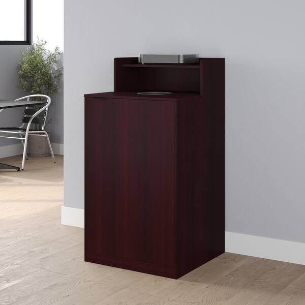 slide 2 of 36, Commercial Grade Wooden Tray Top Trash Enclosure with Drop Hole Mahogany