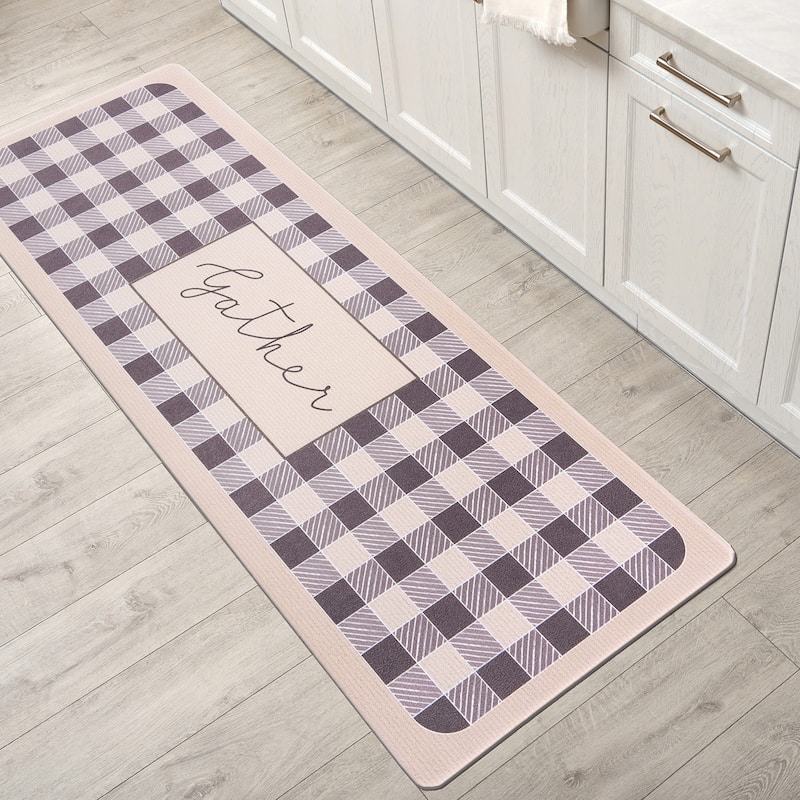 World Rug Gallery Gather Plaid Anti-Fatigue Standing Mat - 18"x47"