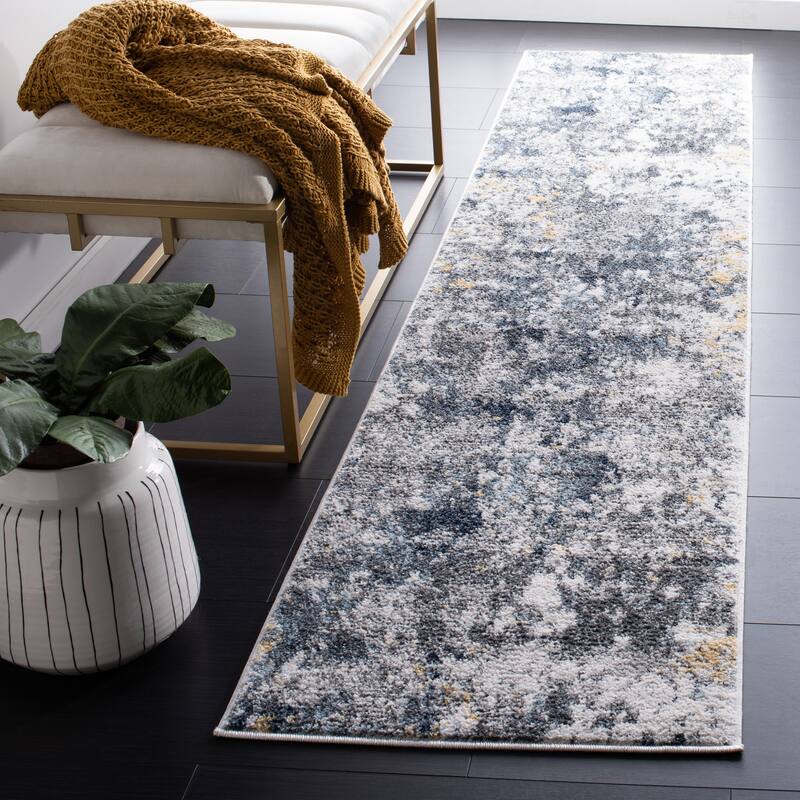 SAFAVIEH Toscana Sena Abstract Rug - 2' x 9' Runner - Ivory/Dark Grey