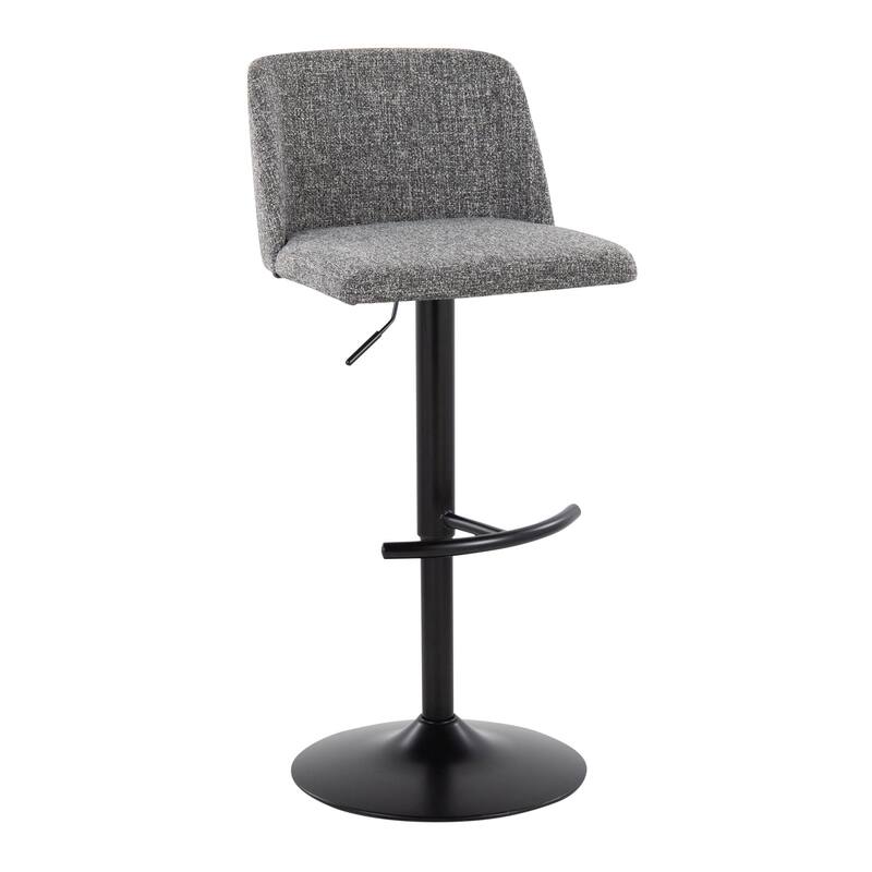 Strick & Bolton Oscar Adjustable Bar Stool with Rounded T Footrest (Set of 2) - Grey Noise Fabric/Black