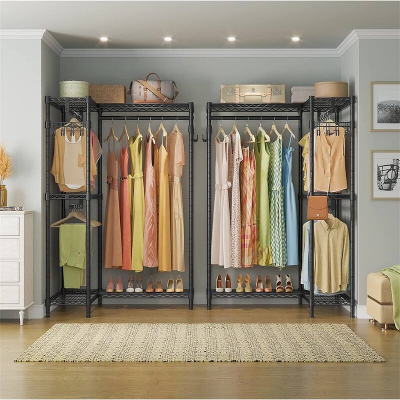 L4 Garment Rack L Shaped Clothes Rack for Corner - 29.1"D x 43.3"W x 76.4"H