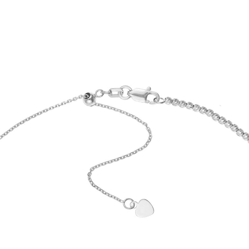 Marquee Jewels 14K Solid White Gold Adjustable Beaded Choker