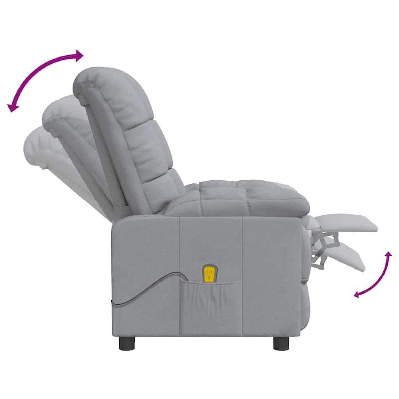 vidaXL Massage Recliner Light Gray Fabric - 29.1" x 39" x 40.2"