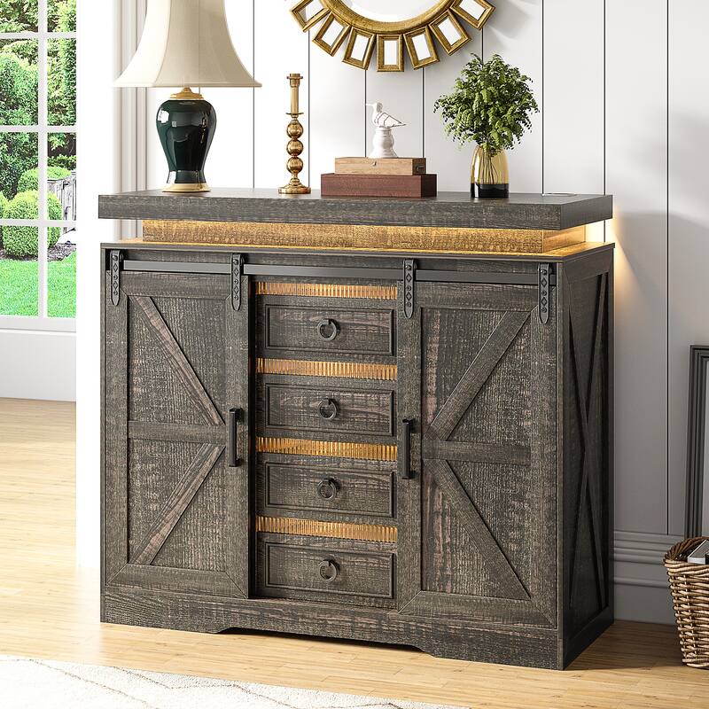 Sideboard With Hidden Gun Lock And Led Lights