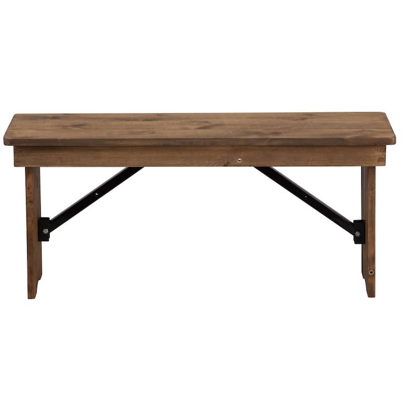 40" x 12" Antique Rustic Solid Pine Folding Farm Bench