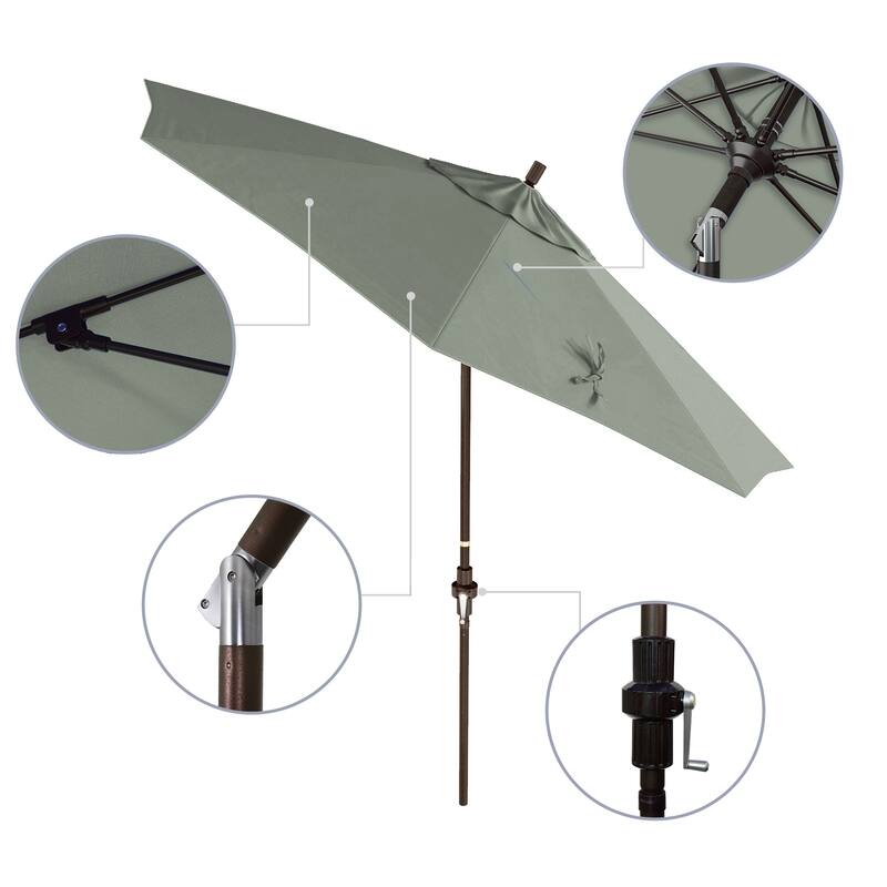 Okaloosa 9' Rd.Crank Lift Tilting, Aluminum Pole Fiberglass Rib Patio Umbrella Sunbrella Fabric by Havenside Home