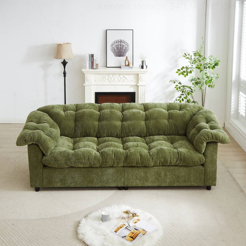 Comfortable Chenille Sofa for Various Spaces, Enhancing Interior Style - Green