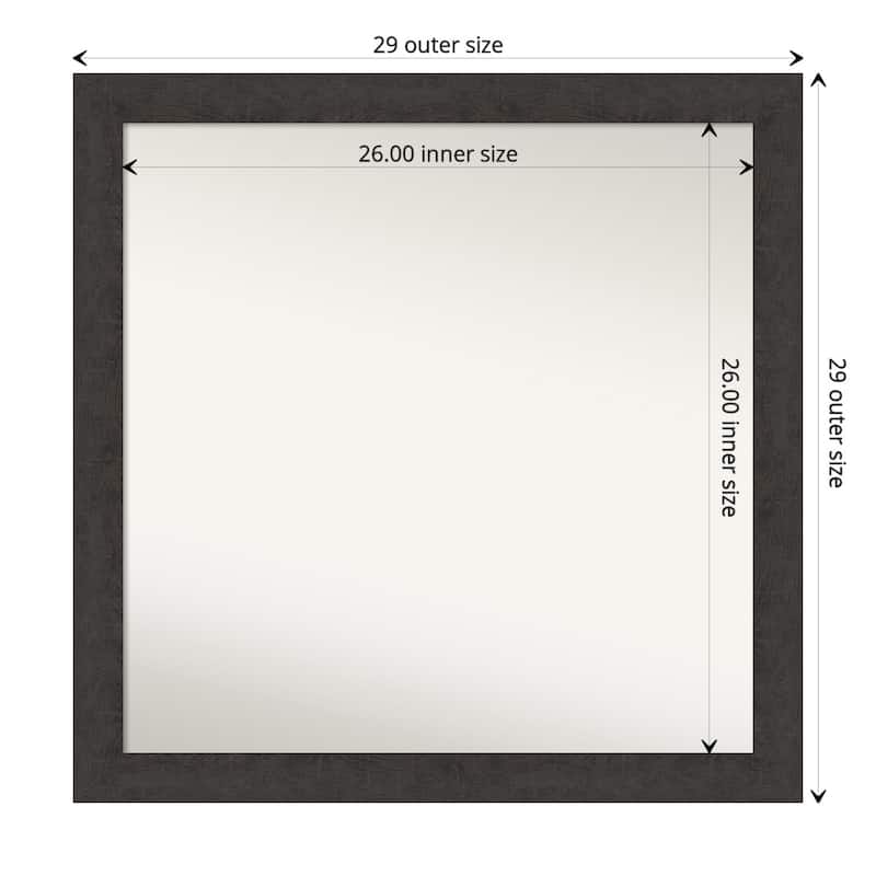Non-Beveled Bathroom Wall Mirror - Rustic Plank Espresso Narrow Frame - 29 x 29 in - Rustic Plank Espresso Narrow