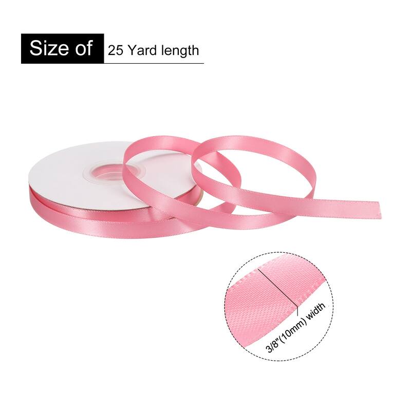 Double Faced Solid Satin Ribbon Polyester Fabric Roll for Gift Party - Light Pink - 3/8" x 25 Yard