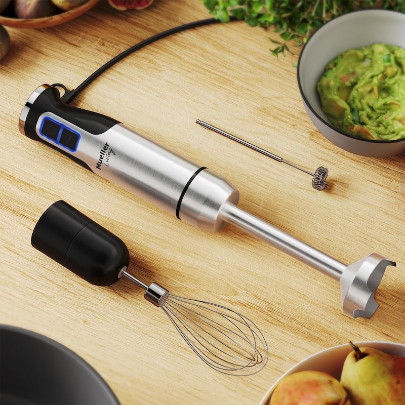 Mueller Immersion Blender Handheld - 8 Speed Stainless Steel Electric Hand Blender, 3 in 1 Emulsion Blender with Turbo Mode