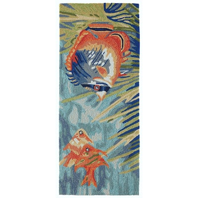 Liora Manne Ravella Tropical Fish Indoor/Outdoor Rug Ocean 2' x 5' - 2' x 5'