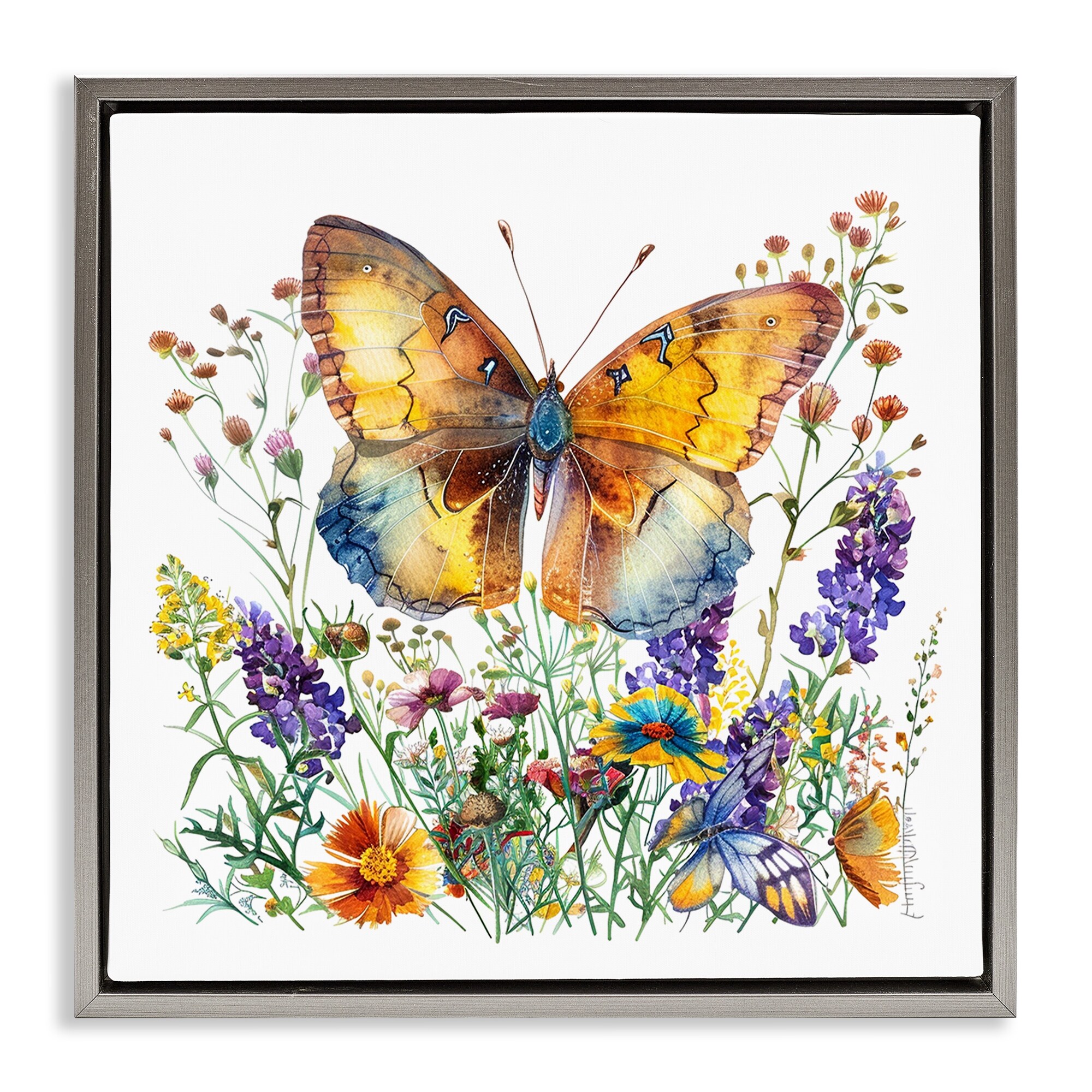 Stupell Mixed Butterfly Garden Framed Floater Canvas Wall Art Design By LSR Design Studio