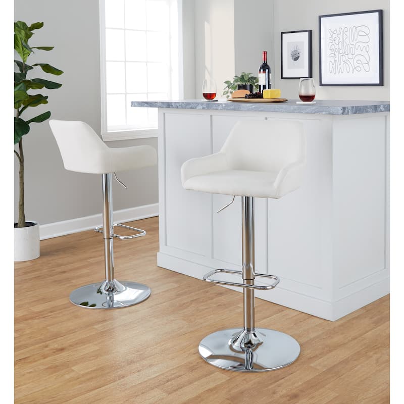 Porch & Den Galotti Adjustable Bar Stool with Rounded Rectangle Footrest (Set of 2)