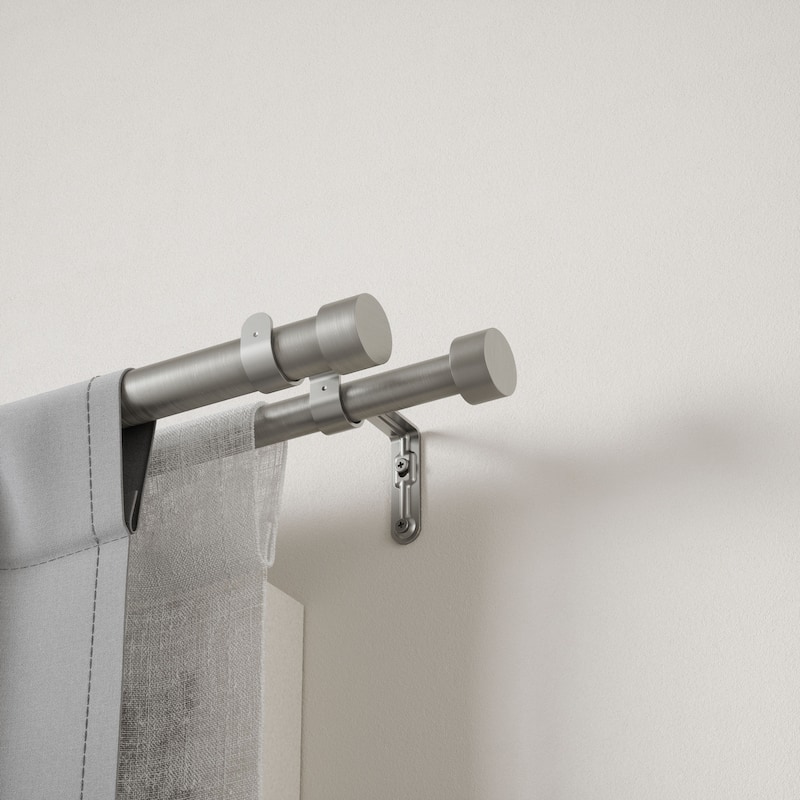 Adjustable Curtain Rod Set 36-66 Inch, Double Rod Nickel Finish - M