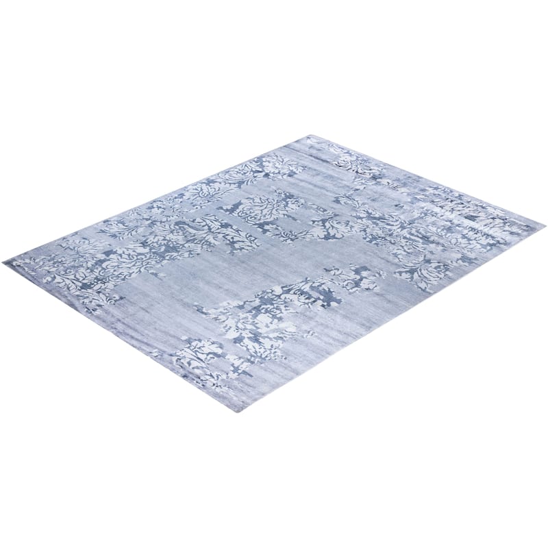 Modern One-of-a-Kind Hand-Knotted Area Rug, Blue - 9' 2" x 12' 3"