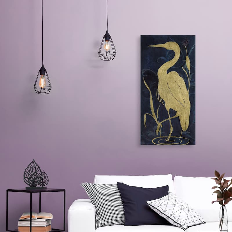 Egret on Indigo II Canvas Art Print