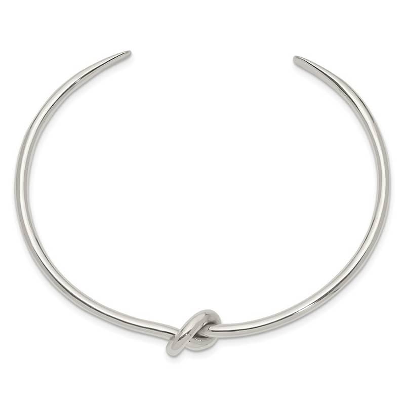 Curata 925 Sterling Silver Flexible Polished Knot Cuff Stackable Bangle Bracelet