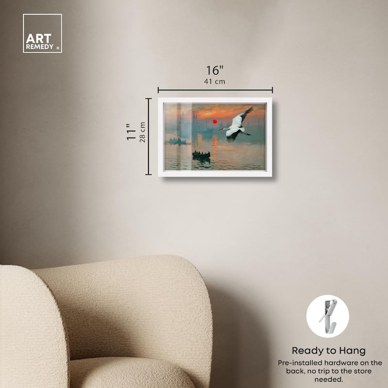 Crane Sunset Shadowbox by Art Remedy