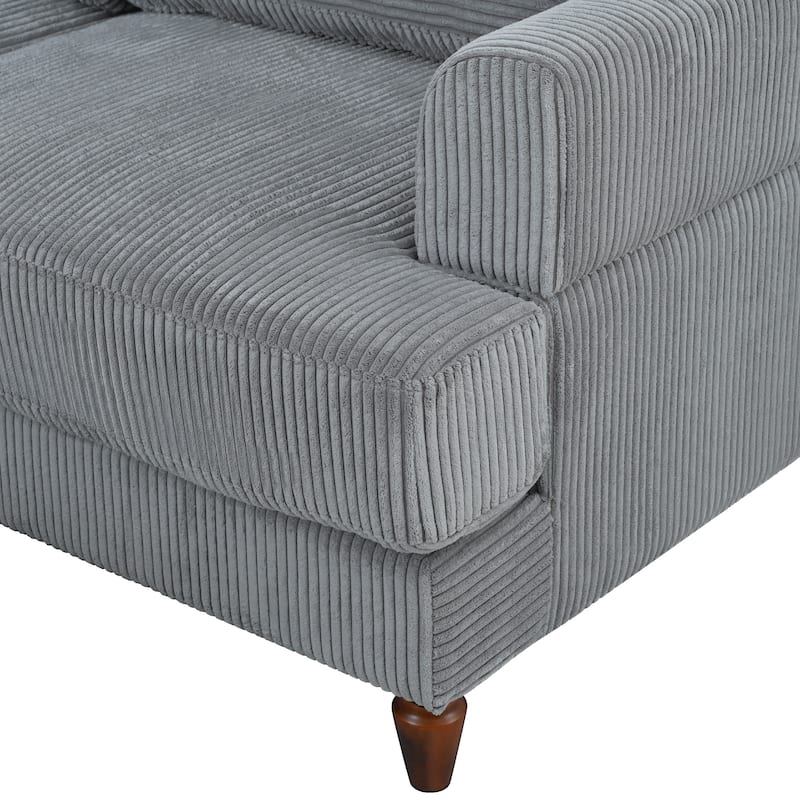 Corduroy Modular Sectional Sofa, L Shaped Corner Sectional Lounge Couches, wMovable Ottoman Sectional Sleeper Sofa Couch