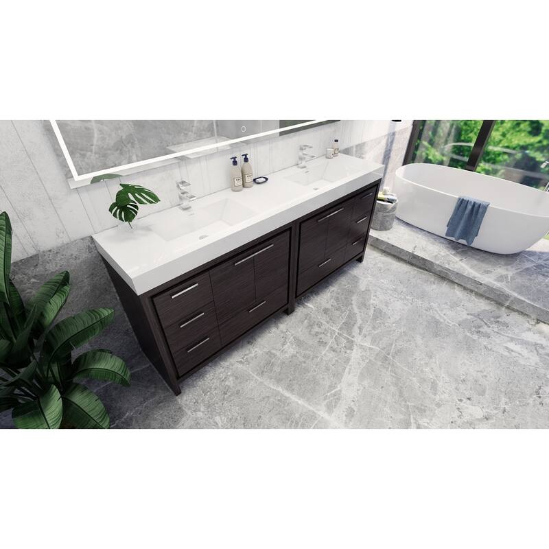 Dove 84'' Freestanding Vanity with Double Reinforced Acrylic Sink