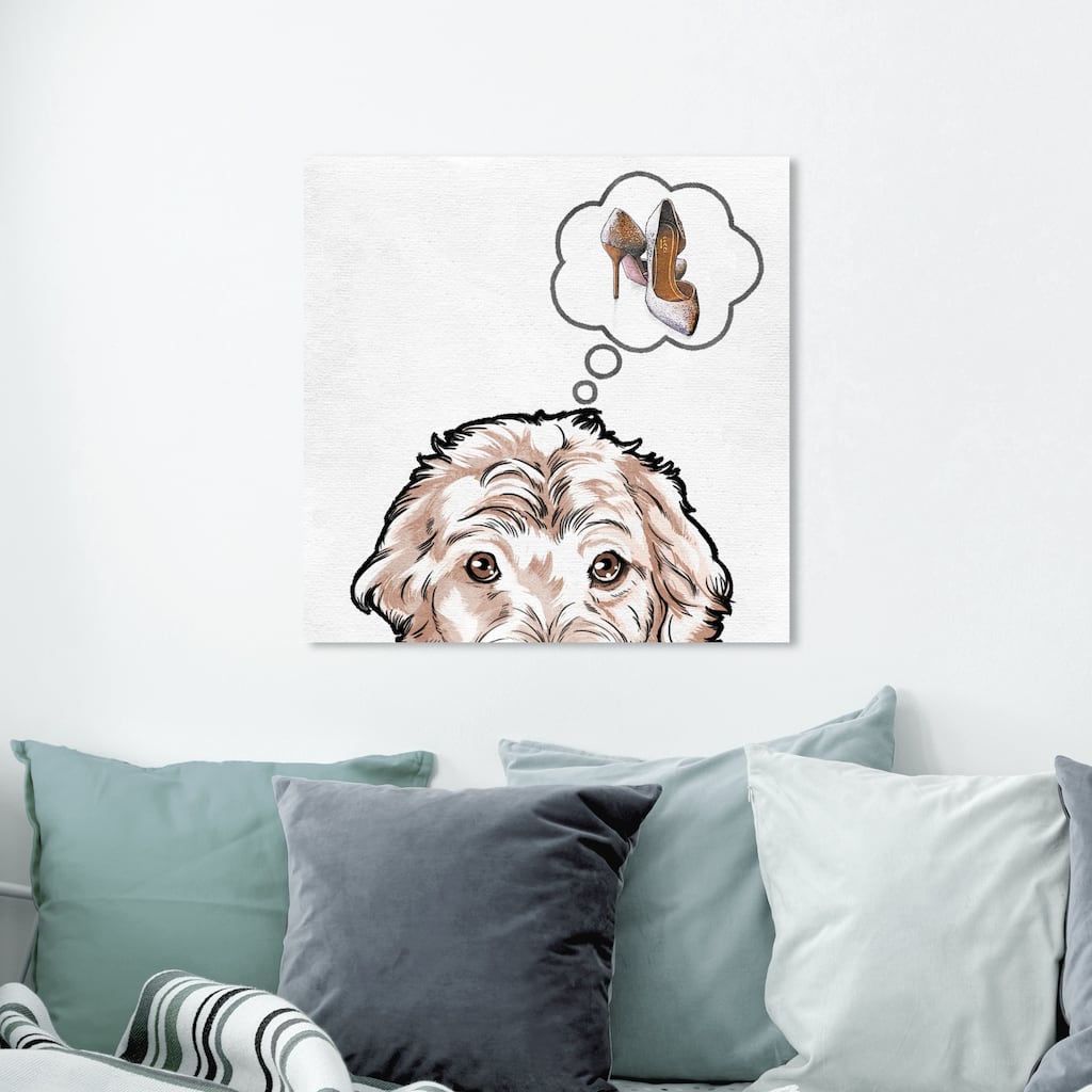 Oliver Gal Animals Wall Art Canvas Prints 'Chew Toy Dream II' Dogs and Puppies - Brown, White