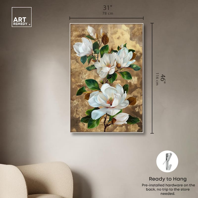 Guilded White flora Canvas by Art Remedy